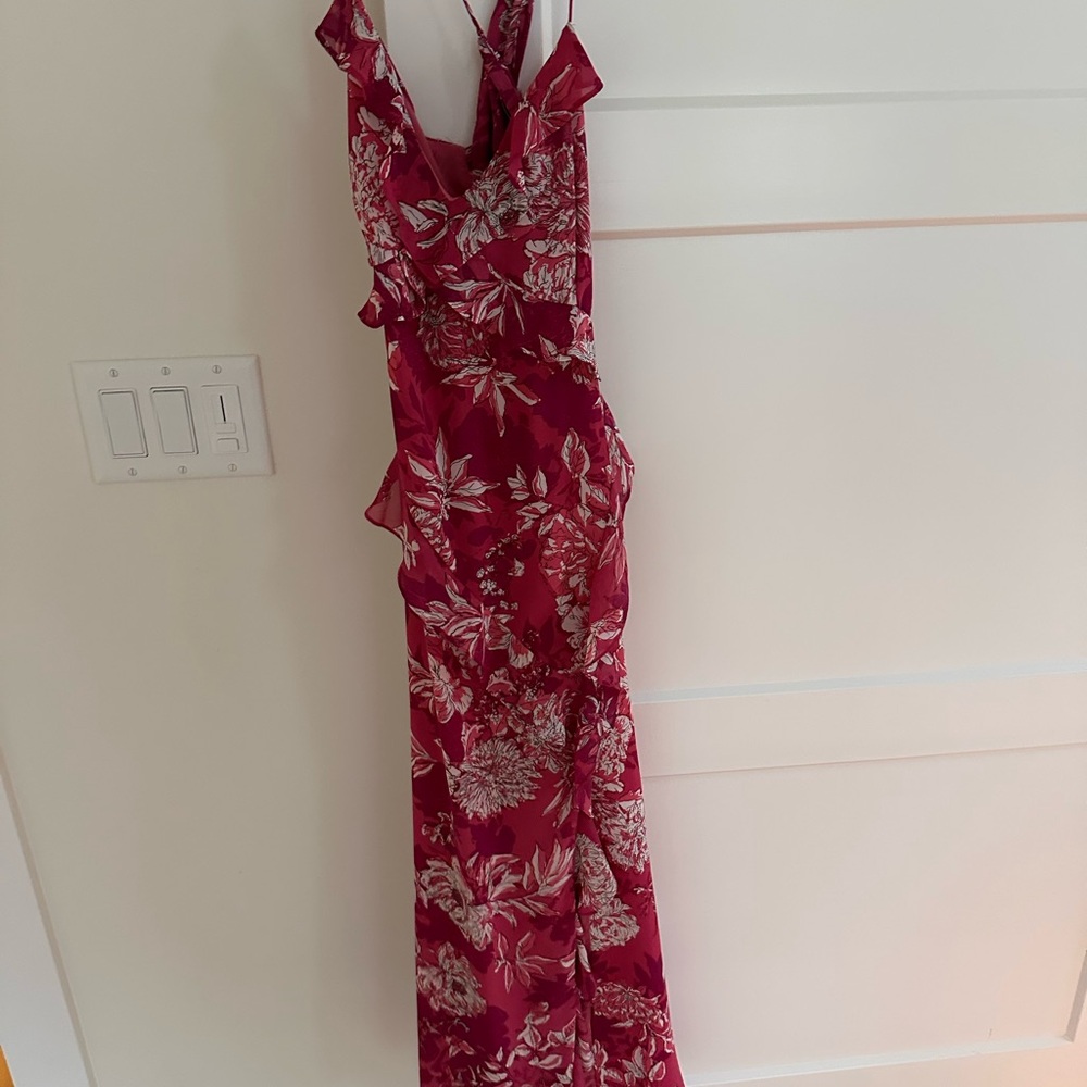 Floral Red Midi Dress Zara